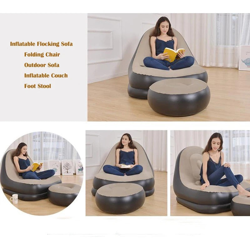 Inflatable Lounge Chair with Ottoman Set