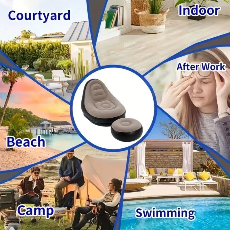 Inflatable Lounge Chair with Ottoman Set