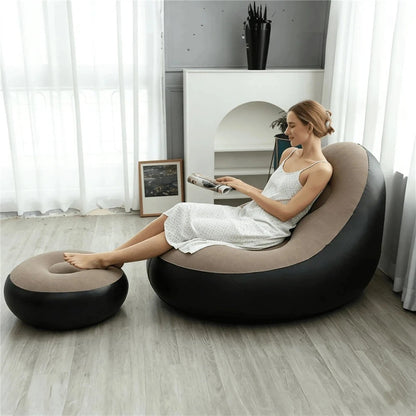Inflatable Lounge Chair with Ottoman Set