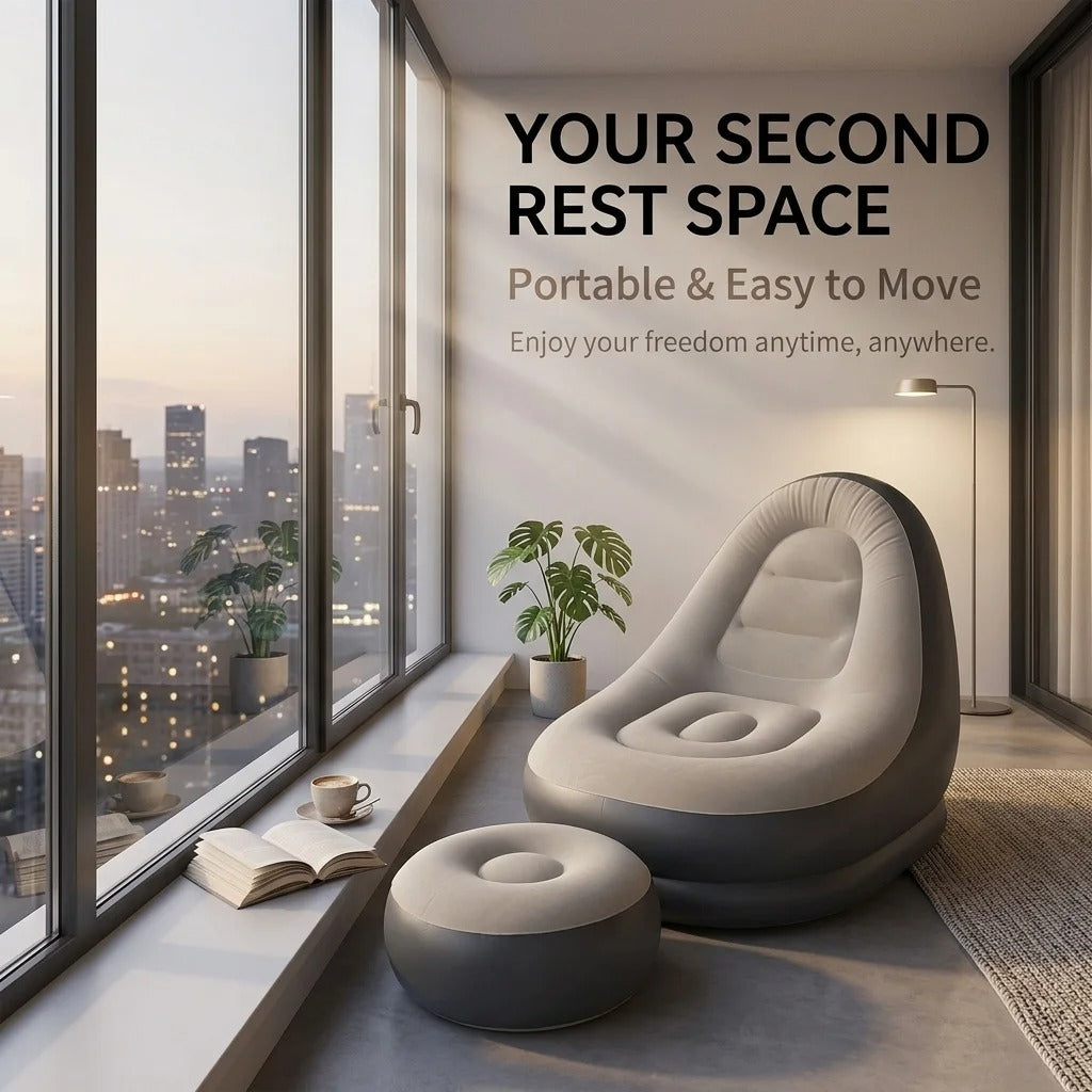 Inflatable Lounge Chair with Ottoman Set