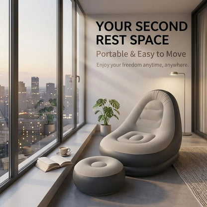 Inflatable Lounge Chair with Ottoman Set