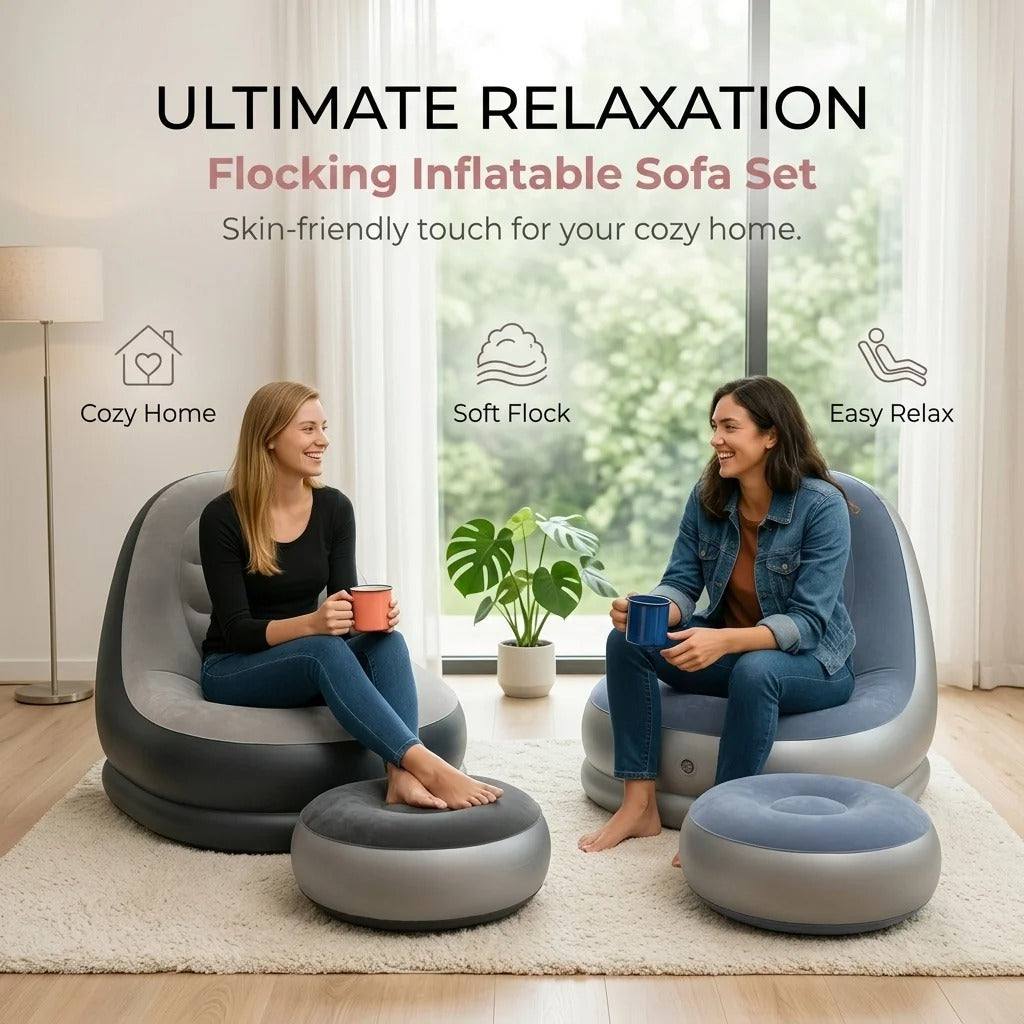 Inflatable Lounge Chair with Ottoman Set