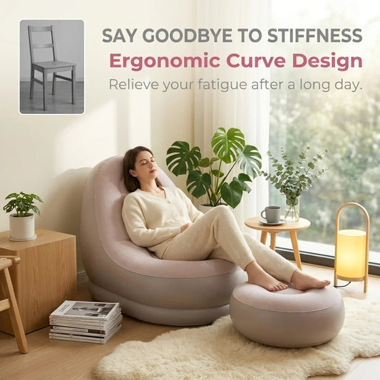 Inflatable Lounge Chair with Ottoman Set