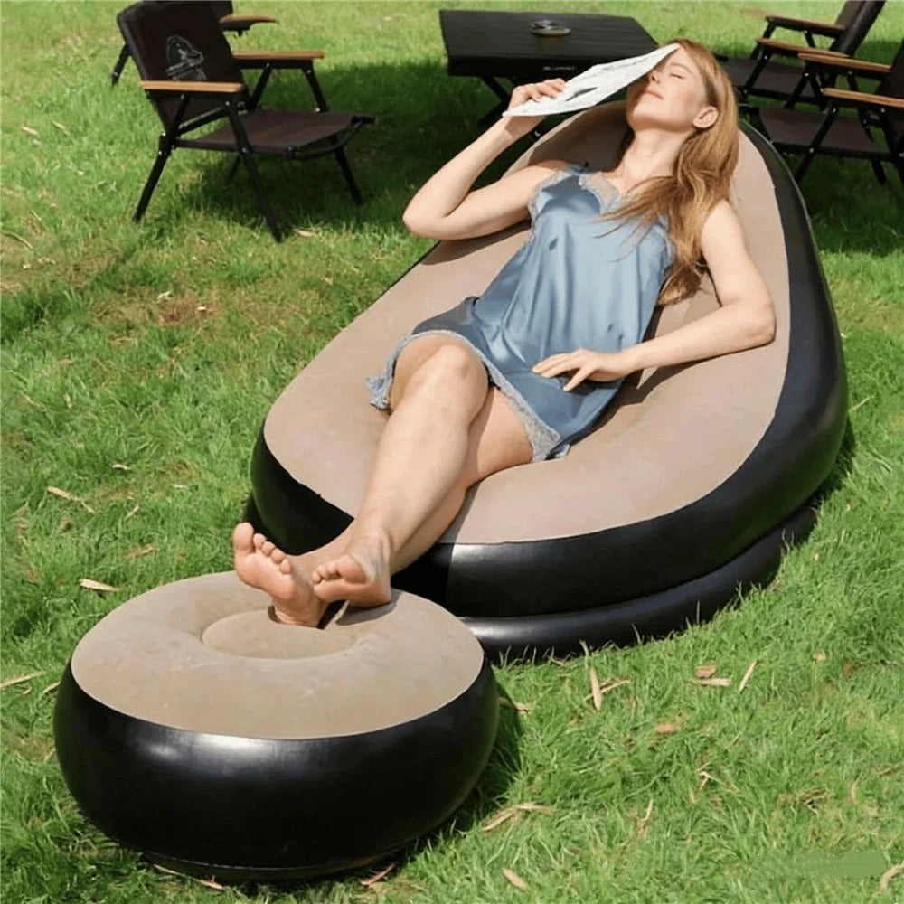 Inflatable Lounge Chair with Ottoman Set