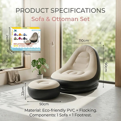 Inflatable Lounge Chair with Ottoman Set